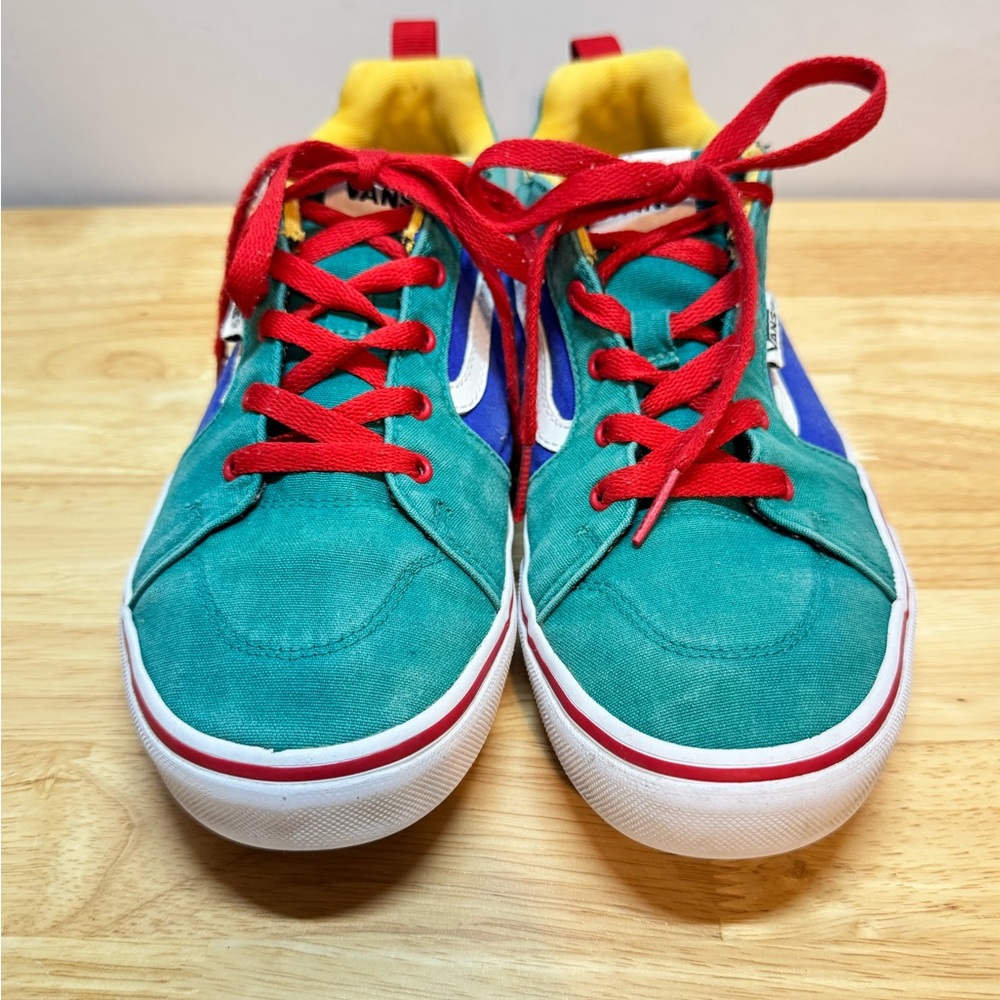Colorblock Low-Top Sneakers in Teal, Blue & Red - Picture 12 of 14